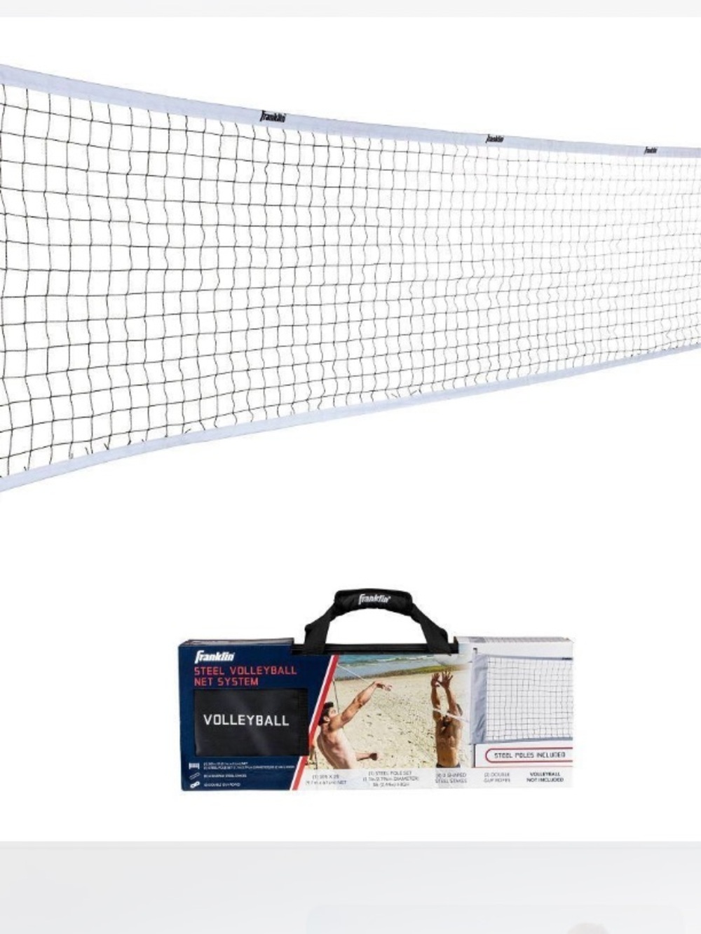 NIB Franklin Sports White Beach Volleyball Net System with Carry Case no offers